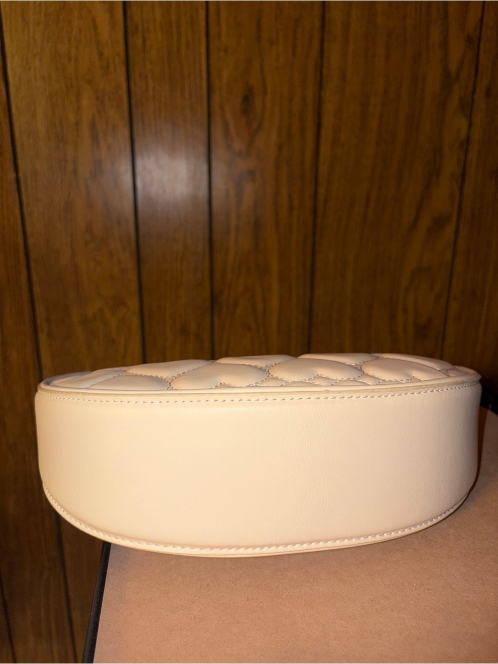 Betsey Johnson Ivory Heart Quilted Shoulder Bag with Gold Chain Accent & Charms - Picture 5 of 5